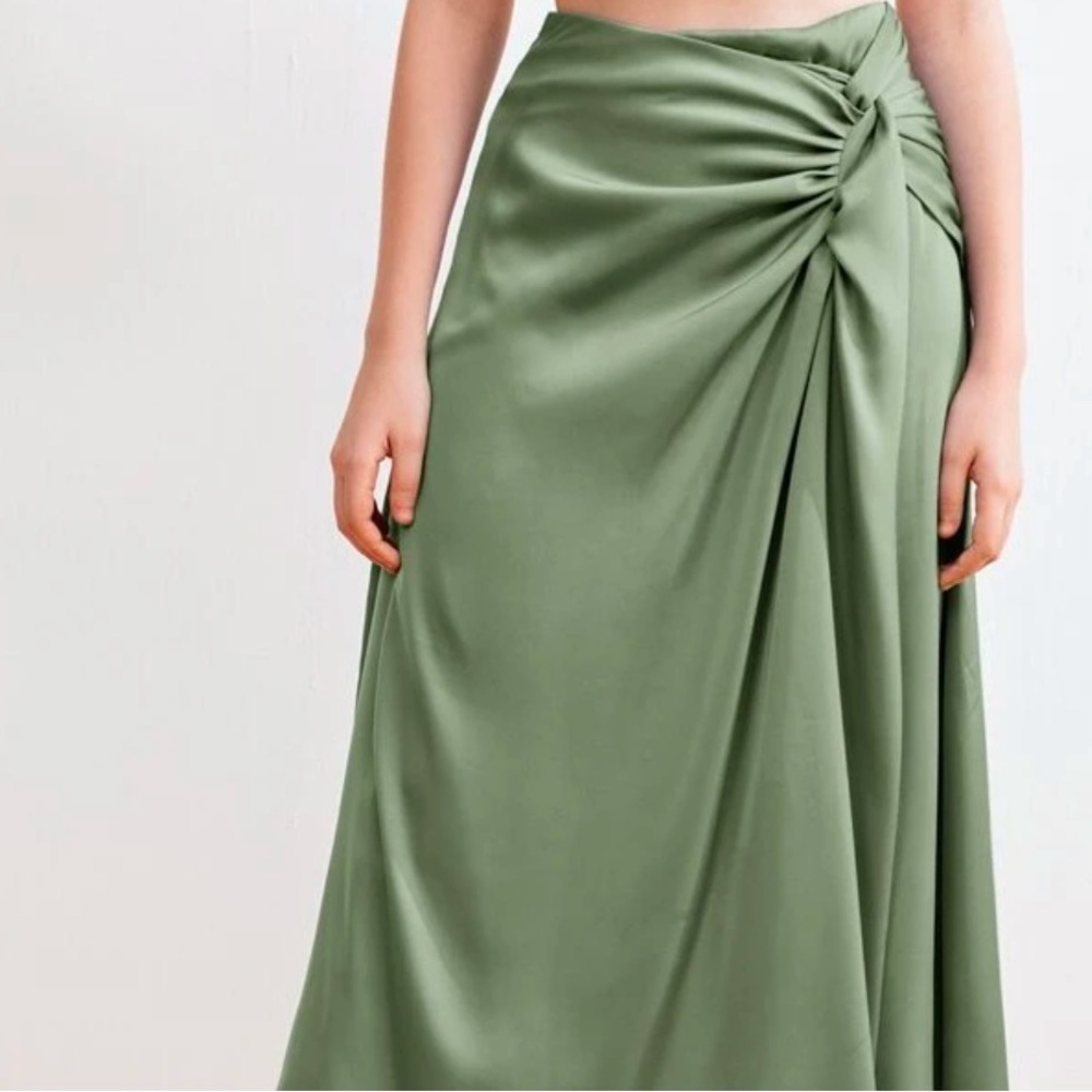 Twisted Satin Midi Skirt